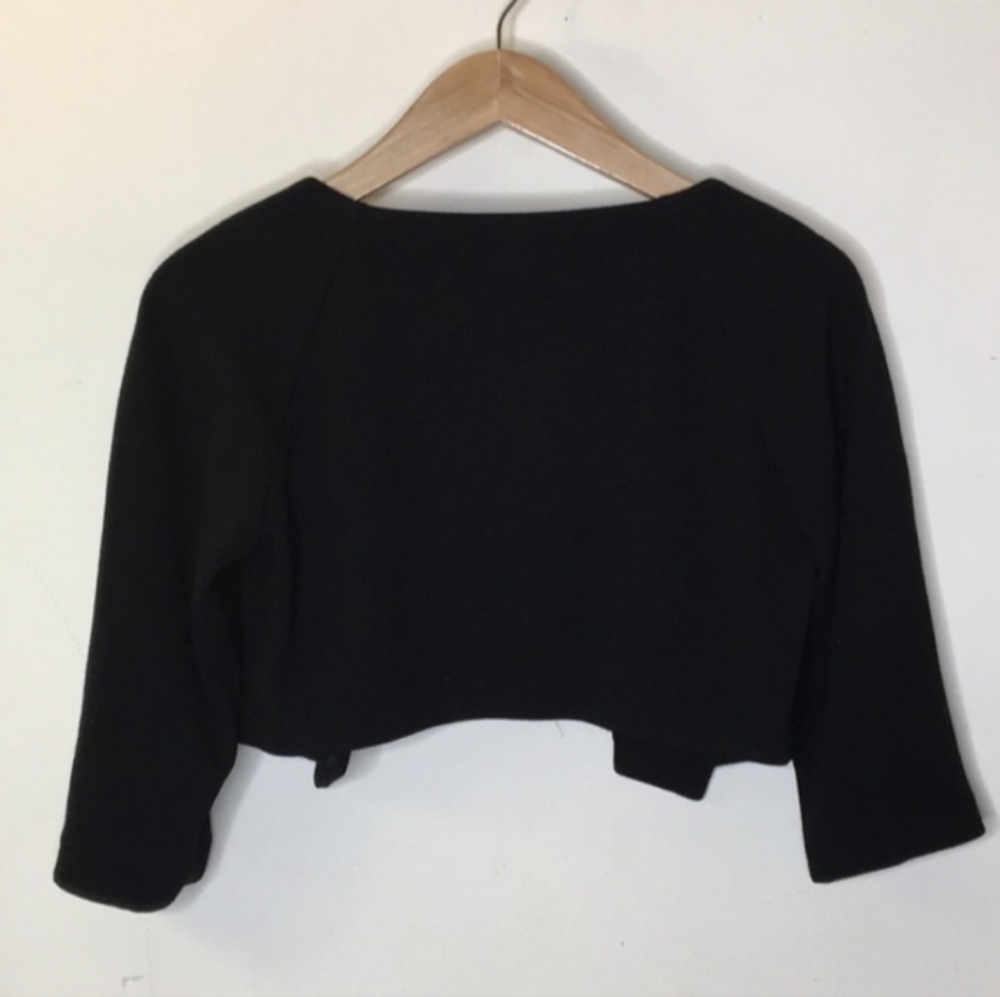 Ellen Tracy Dressey Black Cropped Long Sleeve Blazer Jacket - Picture 2 of 5
